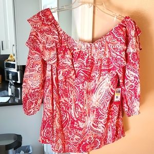 Women's Vince Camuto Ruffle Off the Shoulder Blouse, Sze: Medium